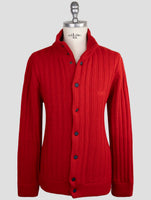 Kiton Knt Red Virgin Wool Sweater Cardigan