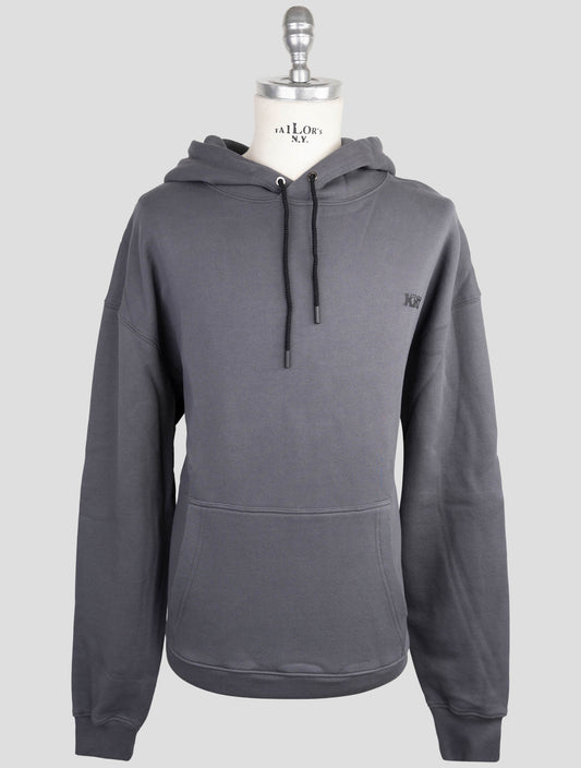 Kiton Knt Gray Cotton Sweater Hoodie