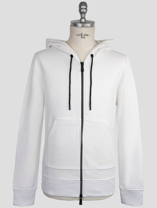 Kiton Knt White Cotton Sweater Full Zip