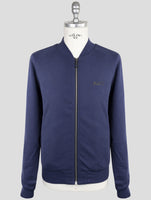 Kiton Knt Blue Cotton Sweater Full Zip