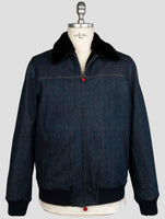 Kiton Blue Cotton Ea Beaver Fur Coat