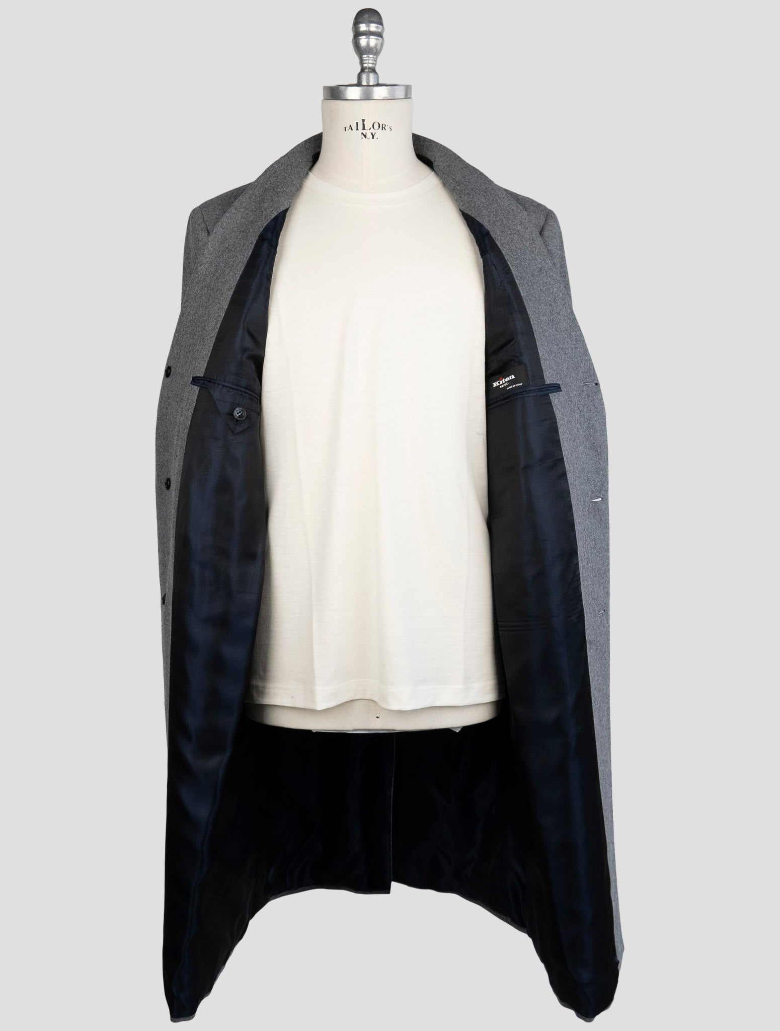 Kiton Gray Cashmere Pa Ea Overcoat
