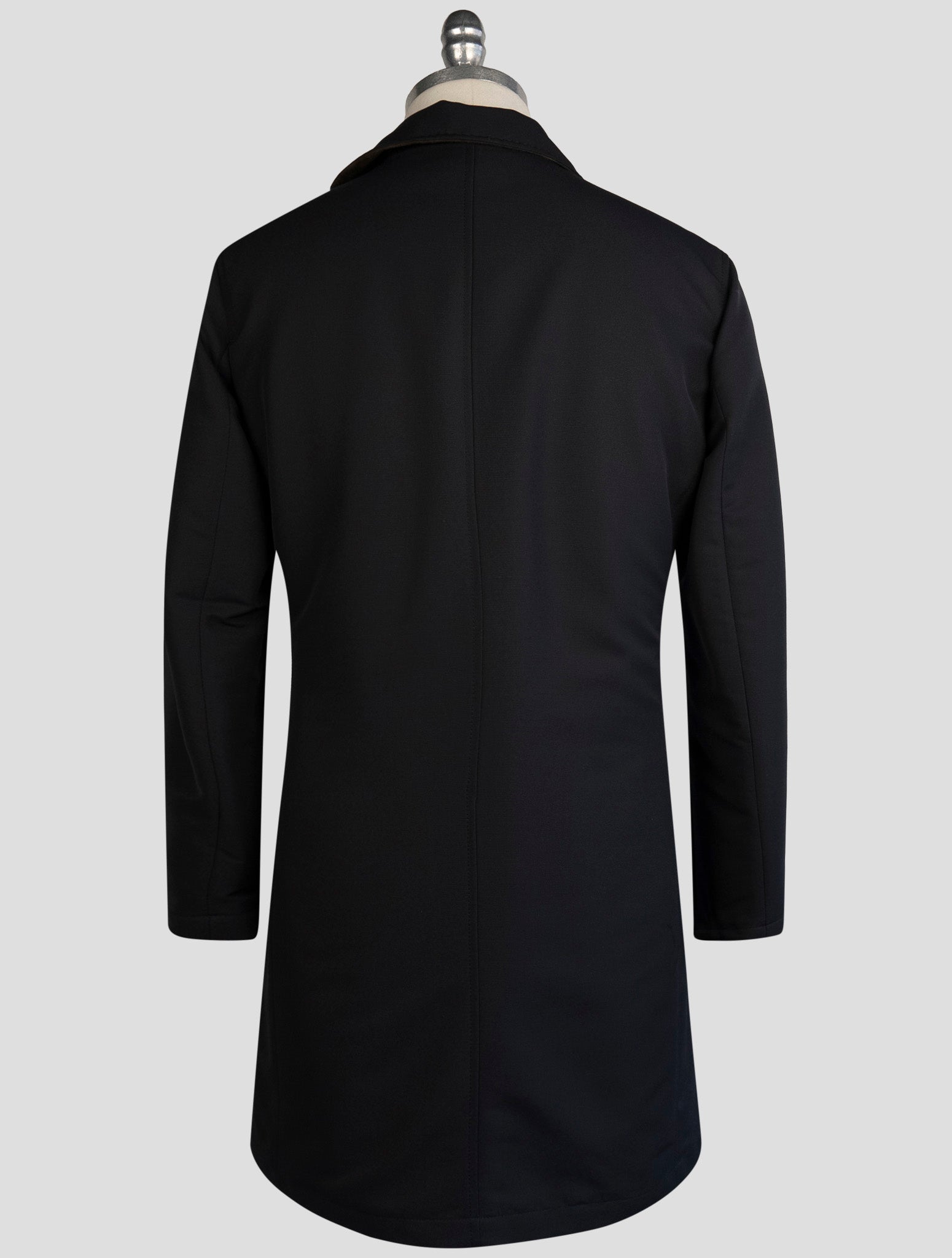 Kiton Blue Wool Pa Shearling Fur Overcoat