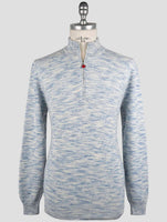 Kiton Blue White Cashmere Sweater Polo