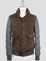 Kiton Brown Wool Leather Suede Coat