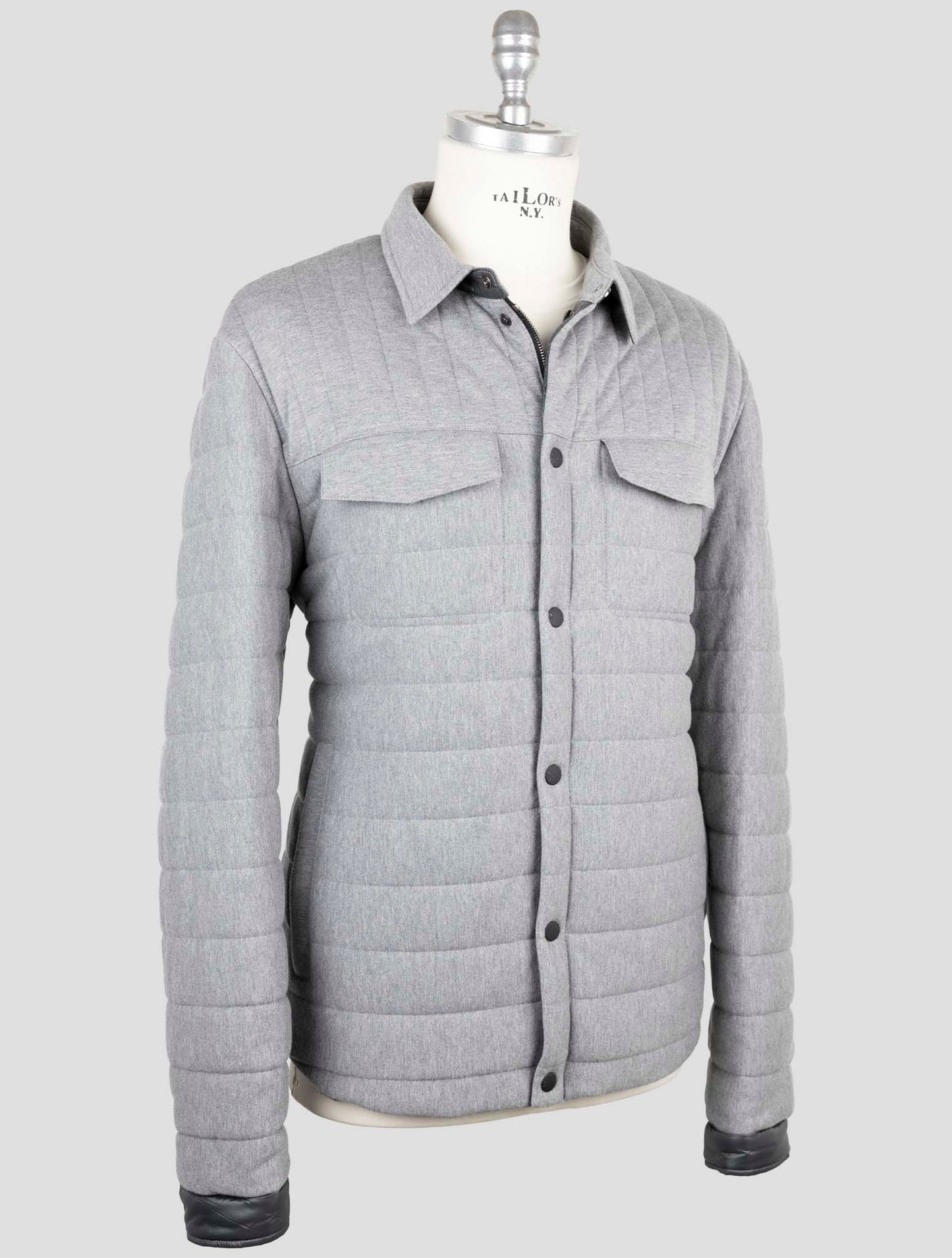 Kiton Gray Cotton Cashmere Coat