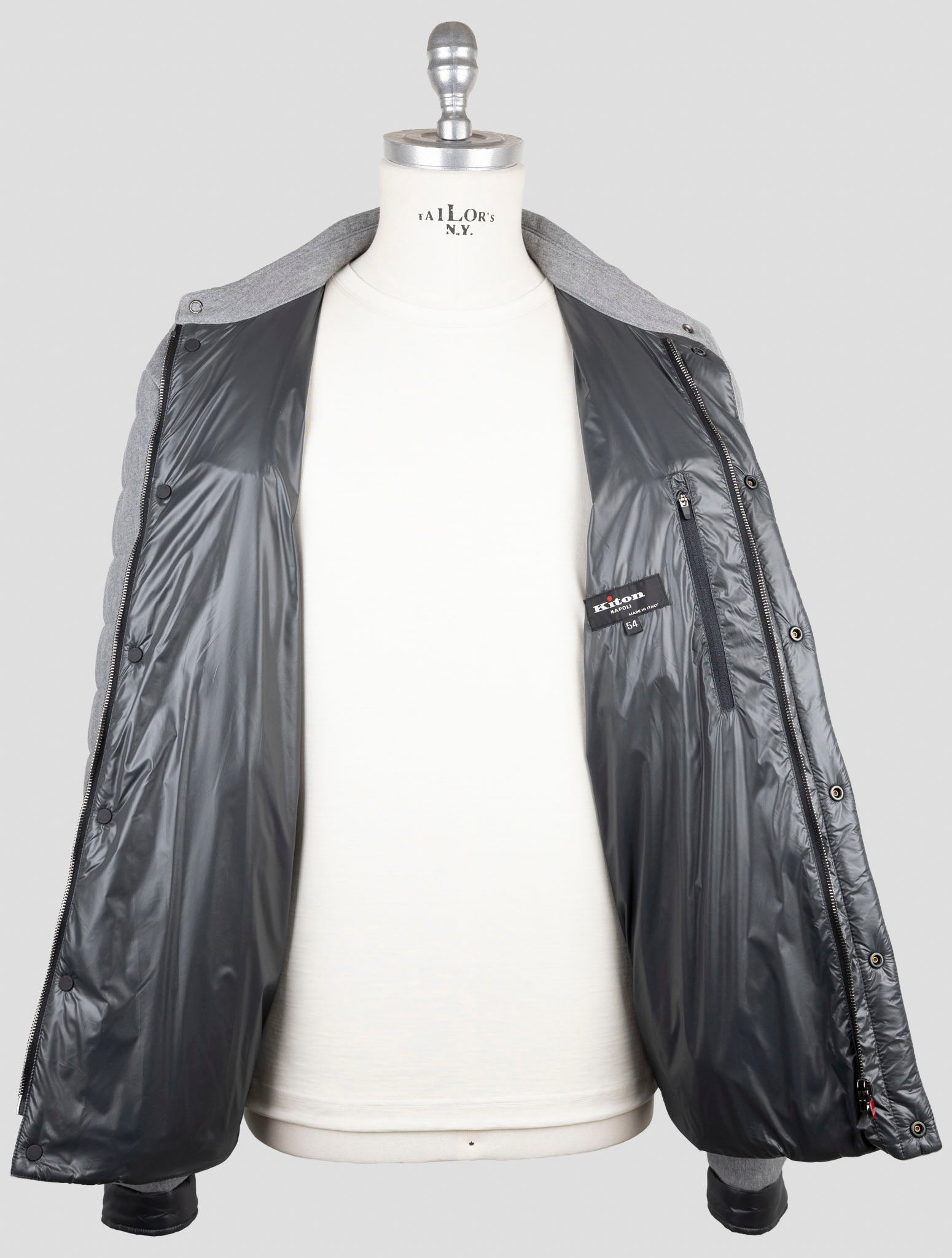 Kiton Gray Cotton Cashmere Coat