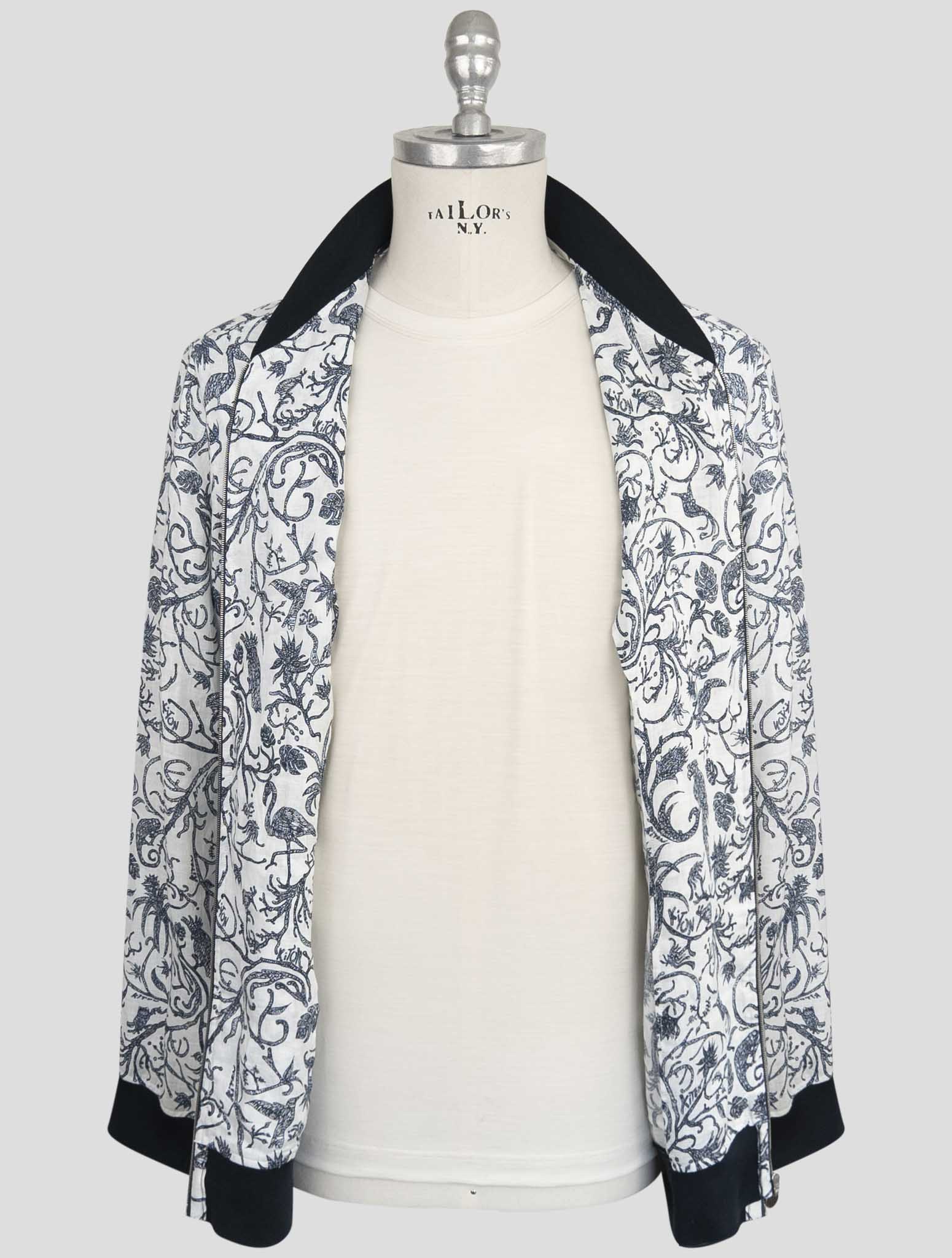 Kiton Blue White Linen Coat