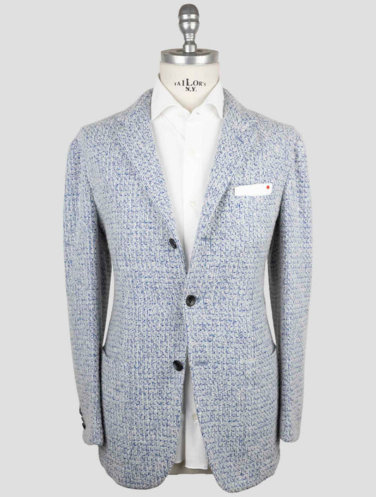 Kiton Blue White Cashmere Silk Blazer