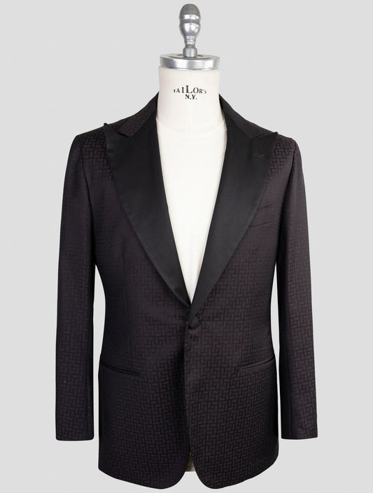 Kiton Knt Black Purple Virgin Wool Mohair Smoking Blazer