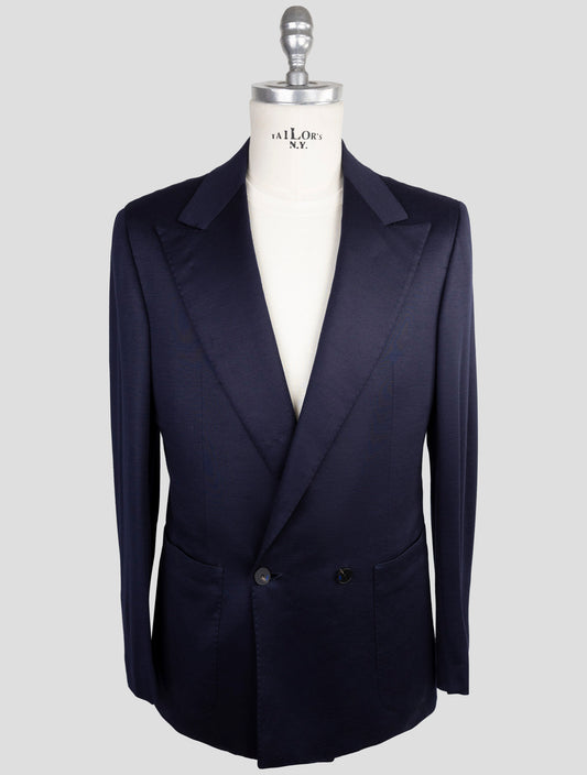 Kiton Knt Blue Wool Blazer
