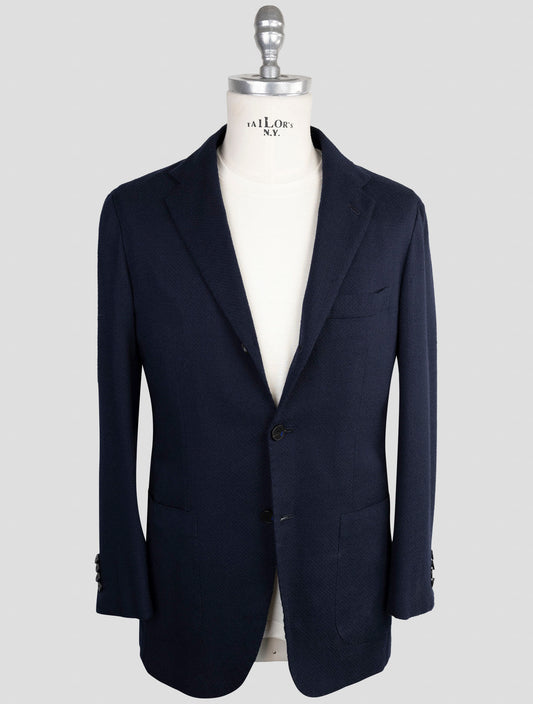 Kiton Knt Blue Virgin Wool Ea Blazer