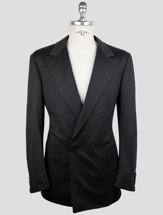 Kiton Knt Dark Gray Wool Double Breasted Suit