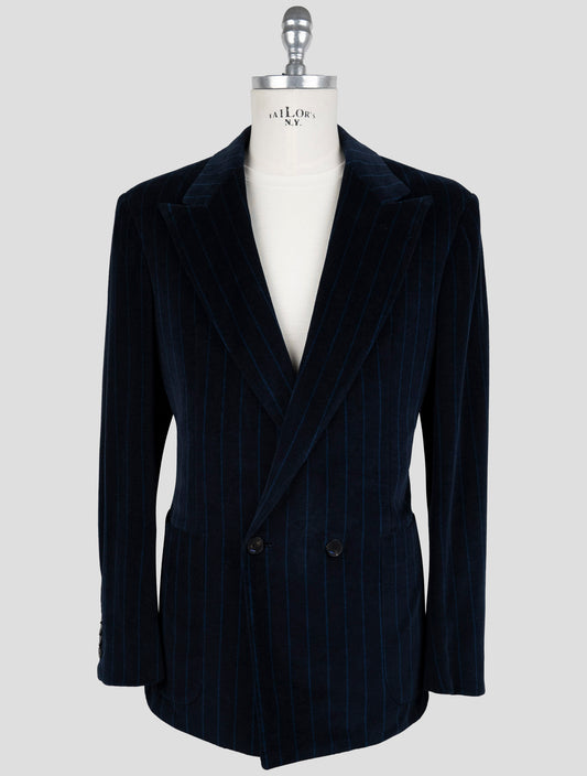 Kiton Knt Blue Cotton Pl Velvet Suit