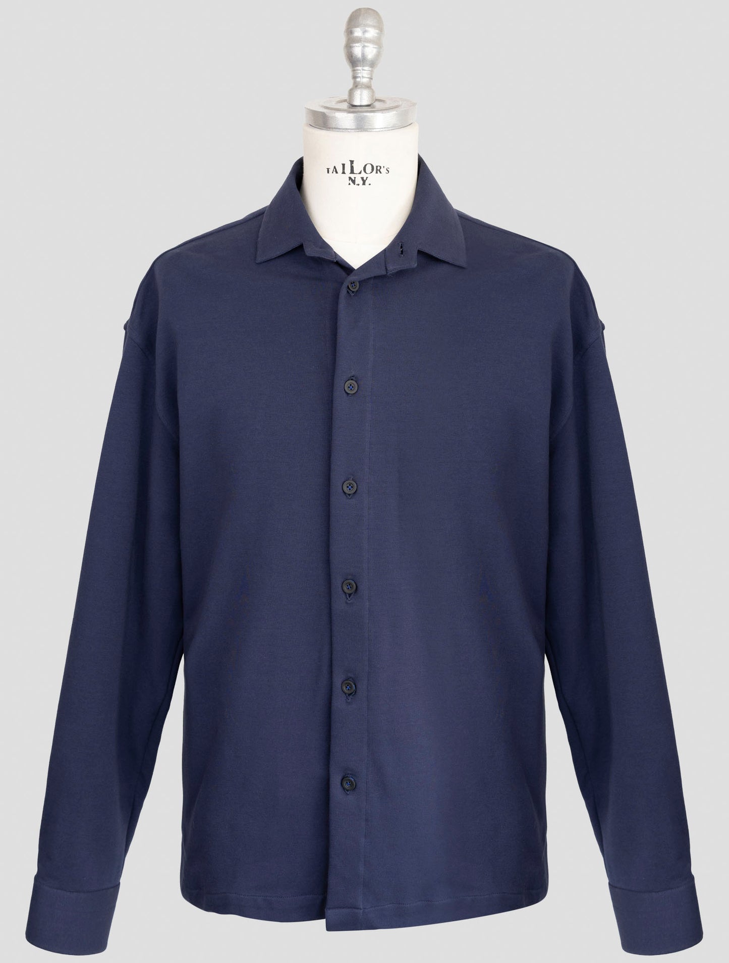 kiton Knt Blue Cotton Ea Overshirt