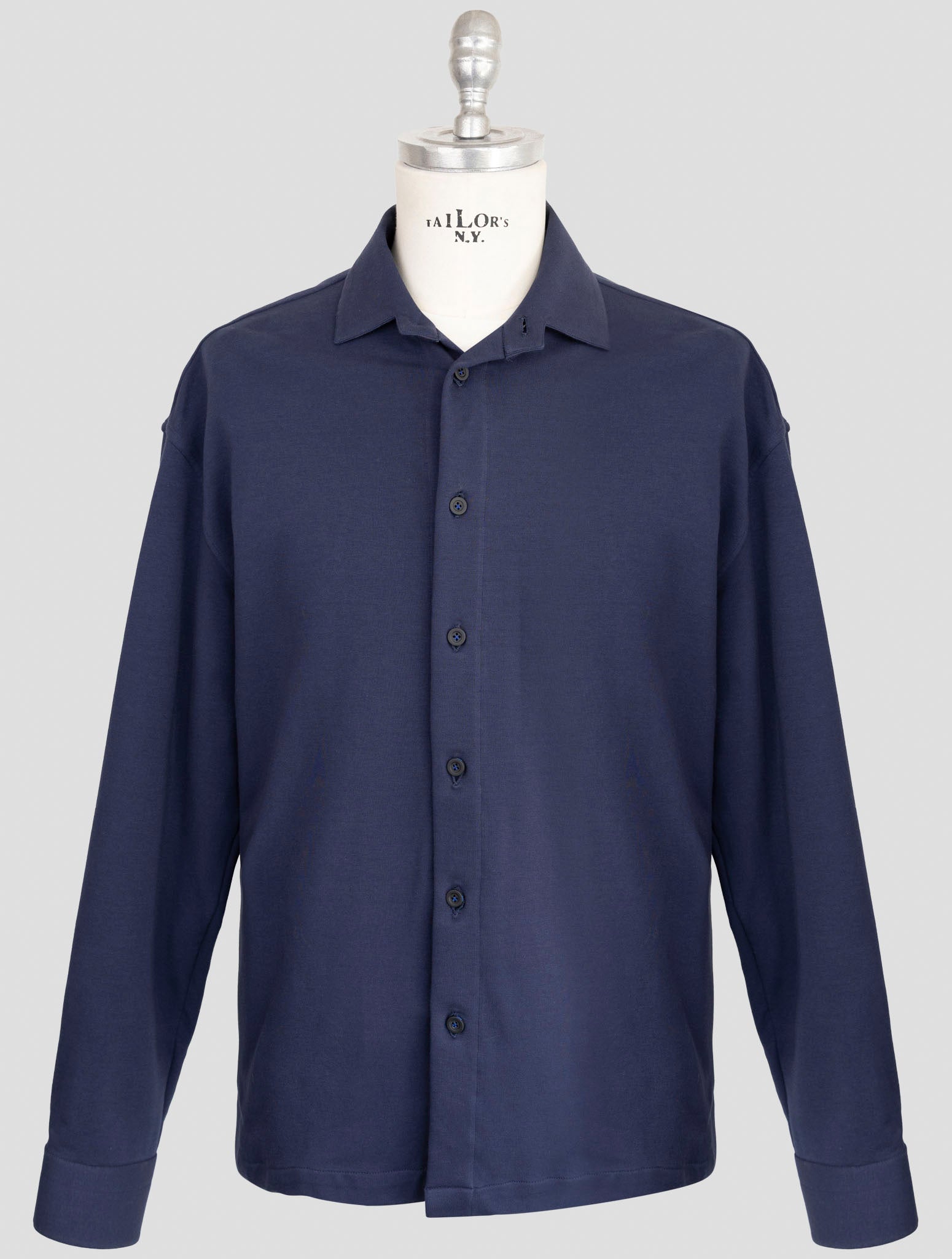 kiton Knt Blue Cotton Ea Overshirt