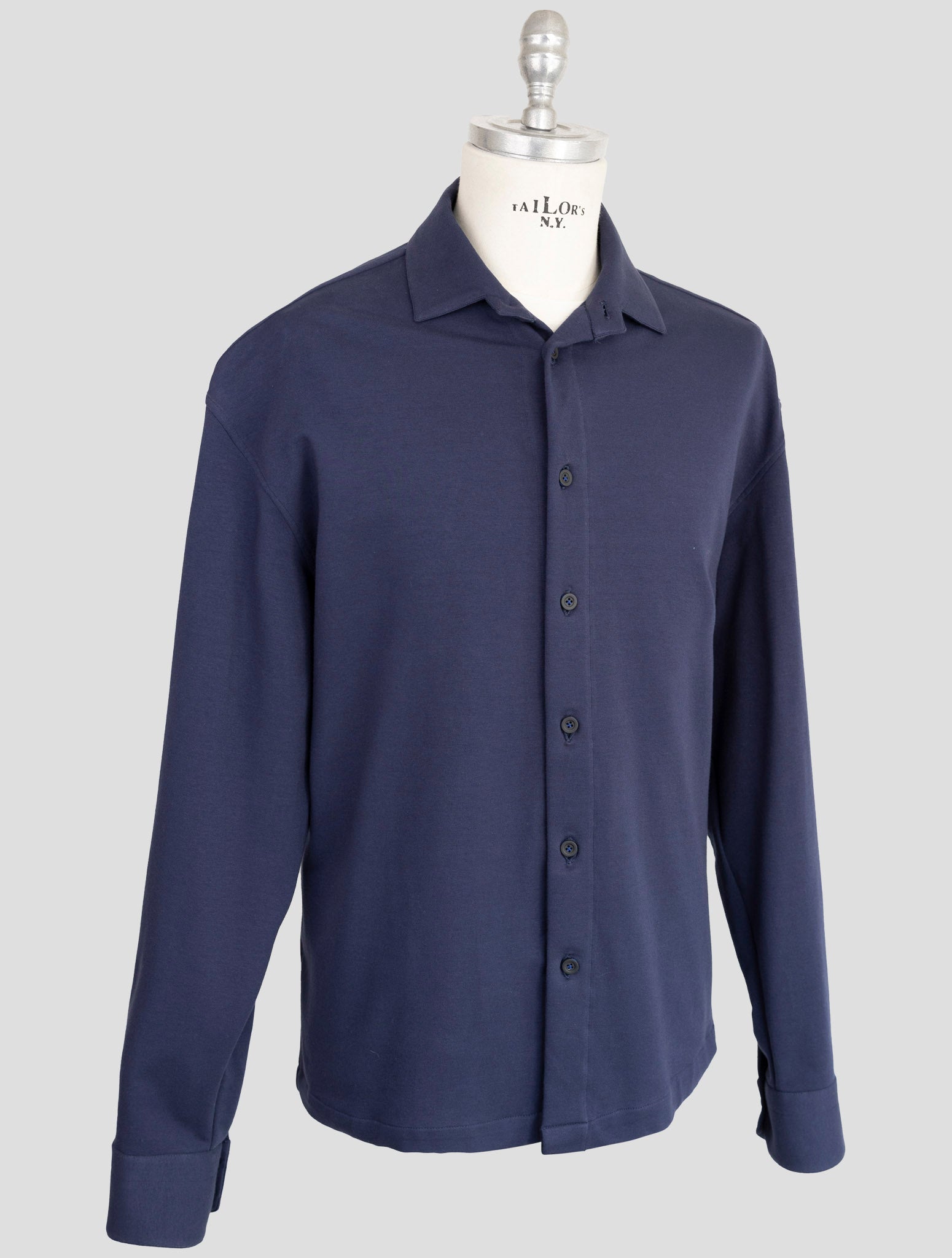 kiton Knt Blue Cotton Ea Overshirt
