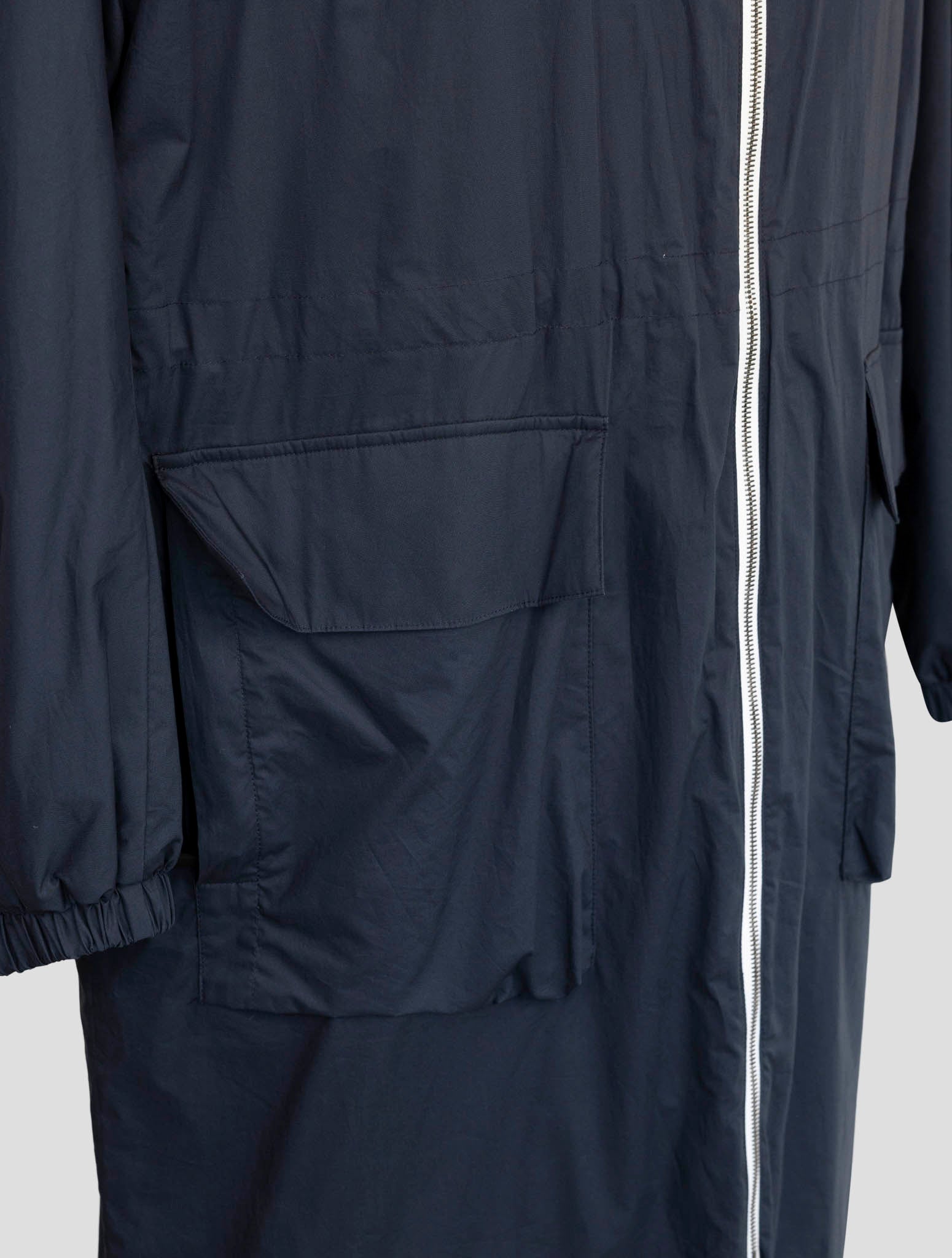 Kiton Knt Blue Cotton Overcoat