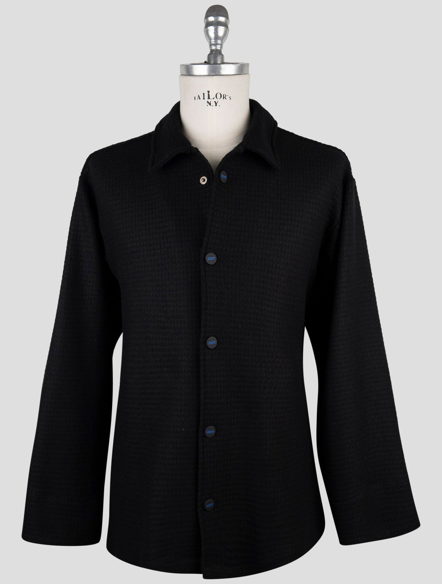 Kiton Knt Black Wool Pa Coat