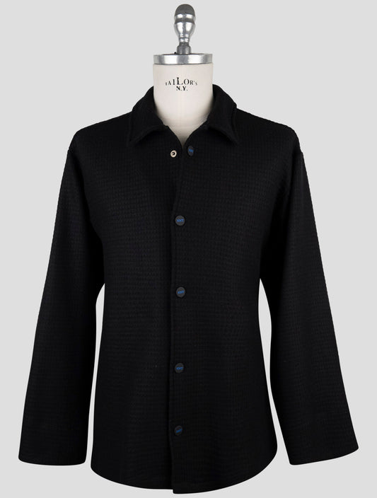 Kiton Knt Black Wool Pa Coat