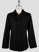 Kiton Knt Black Wool Pa Coat