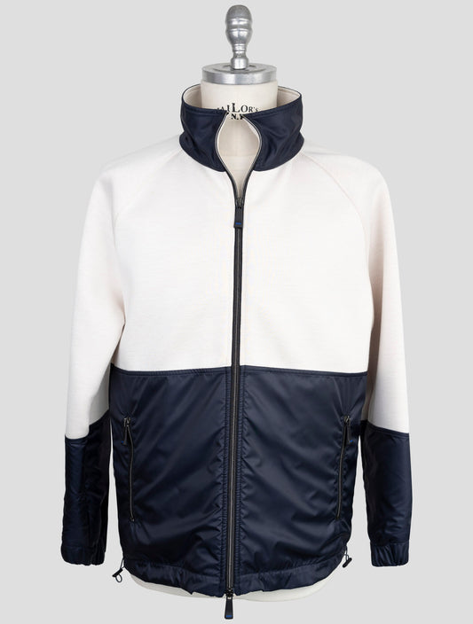 Kiton Knt Blue White Viscose Ea Coat