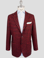 Kiton Black Red Cashmere Silk Blazer