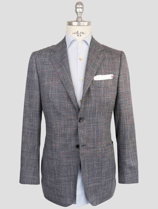 Kiton Blue Cashmere Fleece Wool Silk Linen Blazer