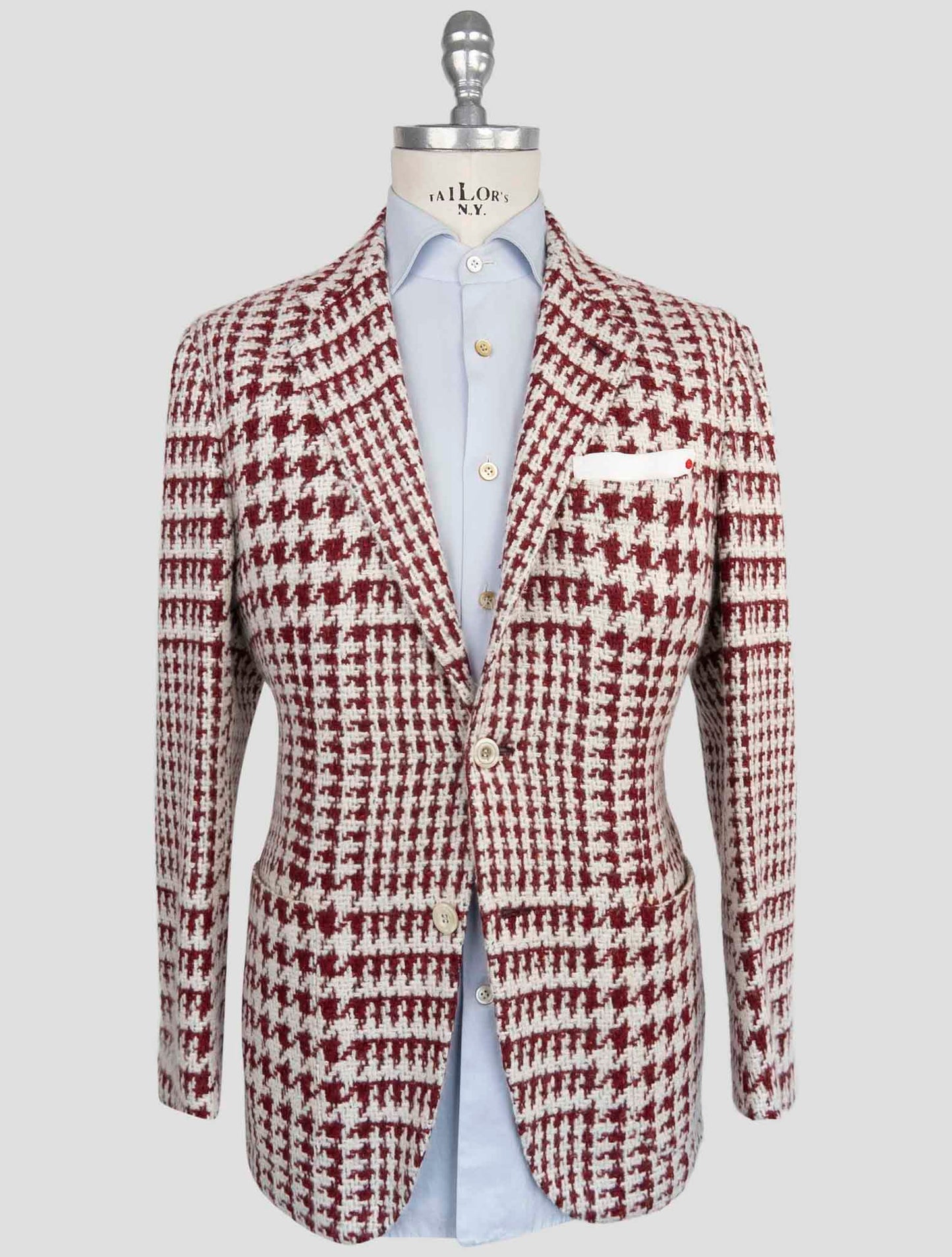 Kiton Red White Cashmere Silk Blazer