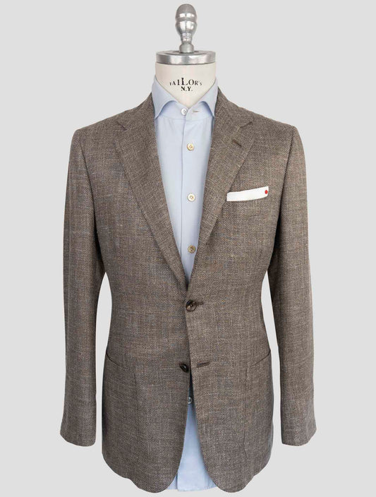 Kiton Brown Cashmere Fleece Wool Silk Linen Pa Blazer