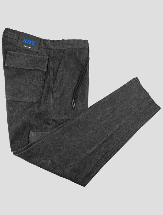 Kiton Knt Black Cotton Cashmere Ea Cargo Jeans