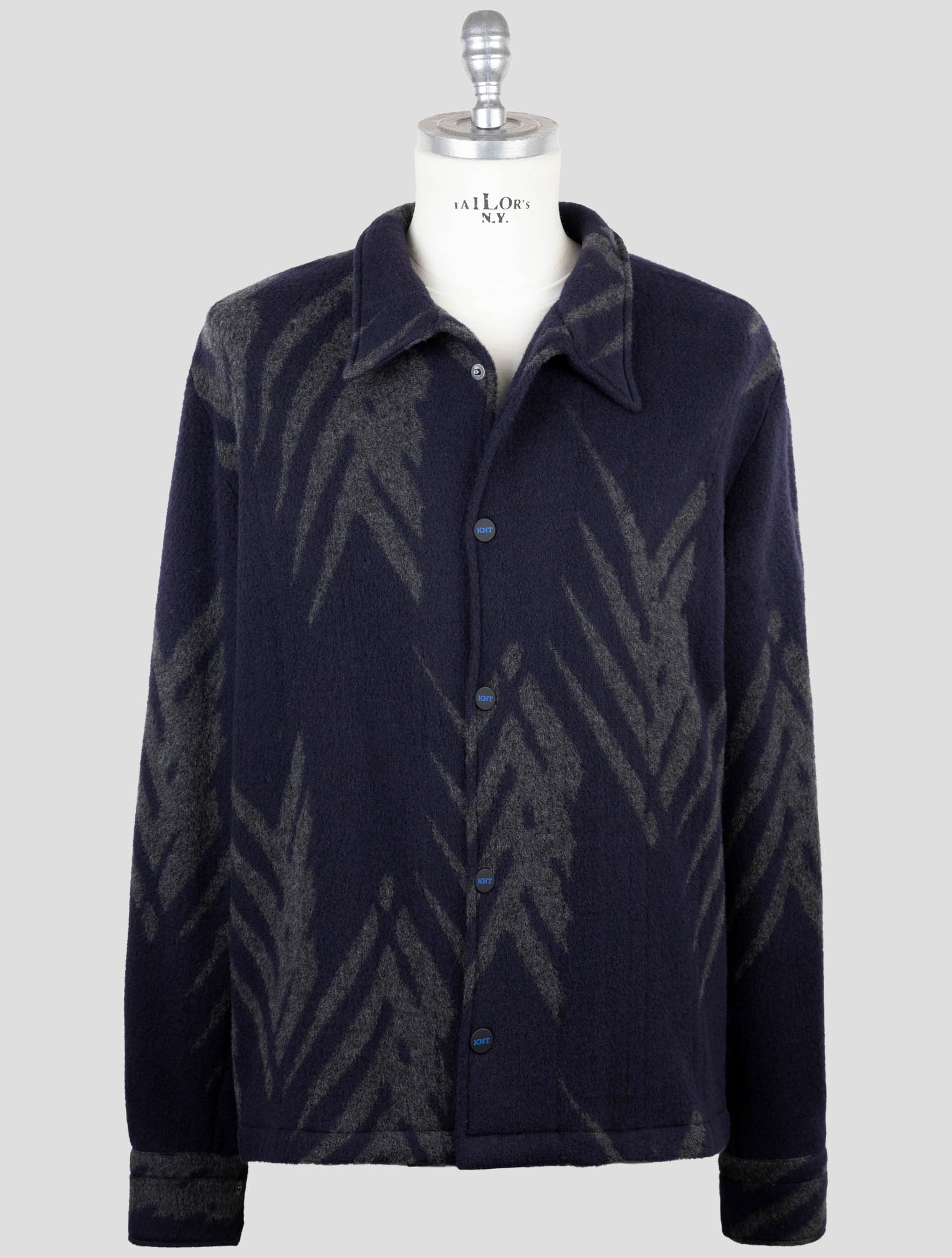 Kiton Knt Blue Gray Cashmere Pa Coat