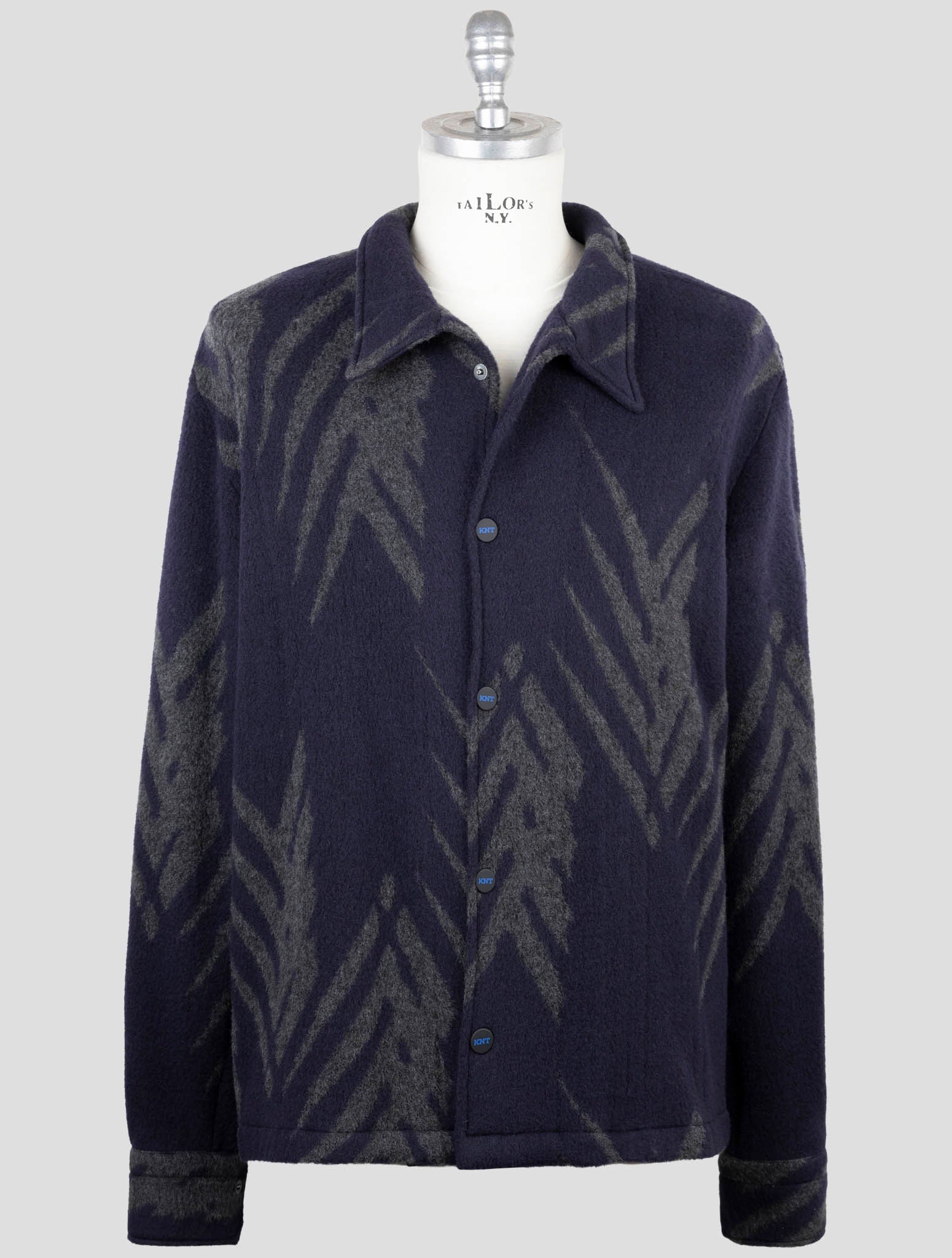 Kiton Knt Blue Gray Cashmere Pa Coat