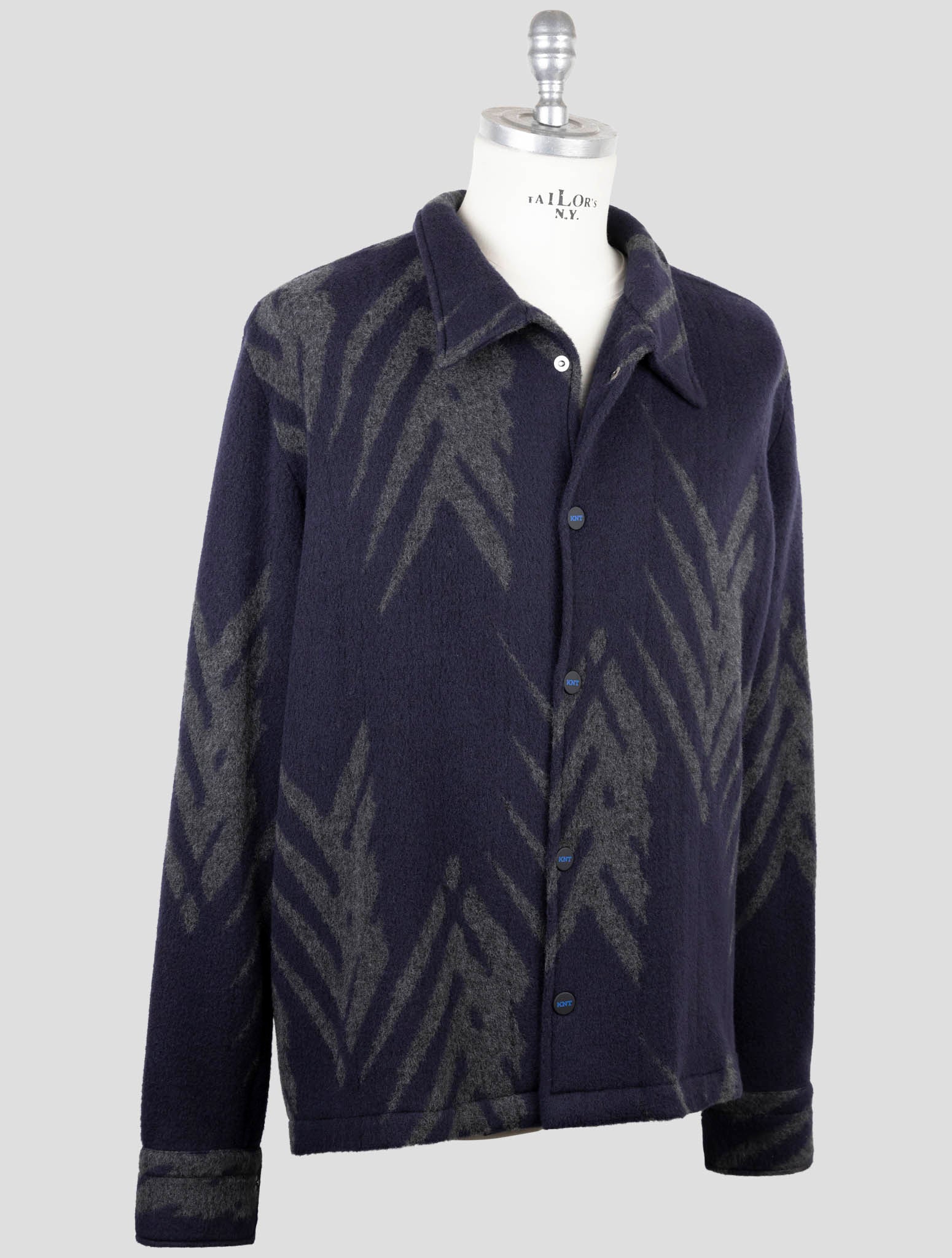 Kiton Knt Blue Gray Cashmere Pa Coat