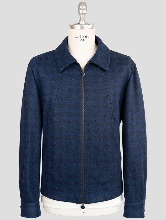 Kiton Knt Blue Fleece Wool Coat
