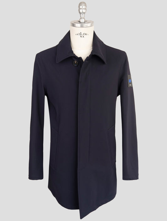 Kiton Knt Dark Blue Virgin Wool Pa Ea Overcoat