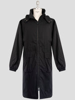 Kiton Knt Black Cotton Overcoat