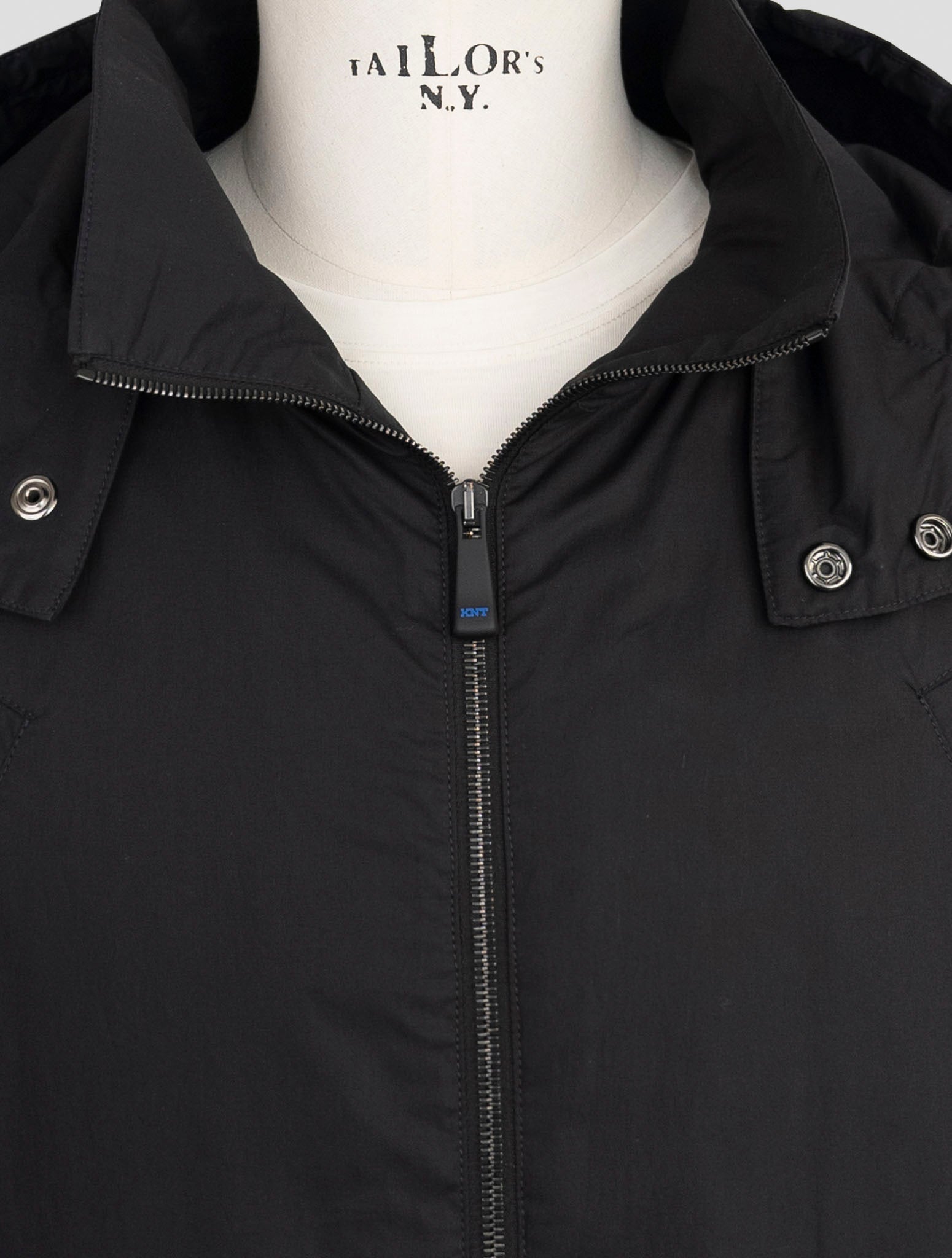 Kiton Knt Black Cotton Overcoat