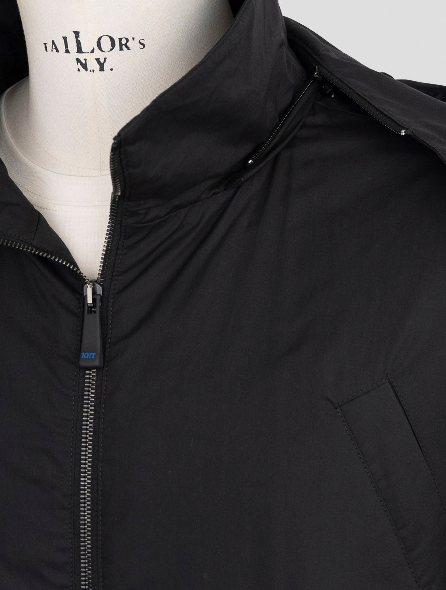 Kiton Knt Black Cotton Overcoat