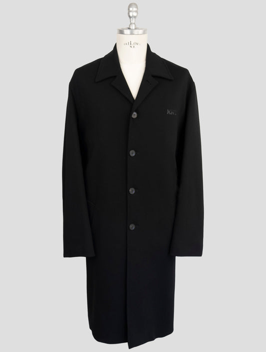Kiton Knt Black Viscose Pa Ea Overcoat