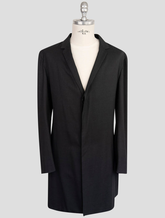 Kiton Knt Black Viscose Pa Ea Overcoat