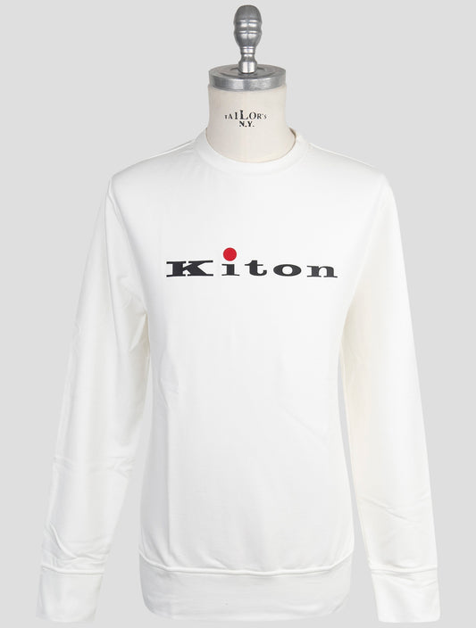 Kiton White Cotton Ea Sweater Crewneck