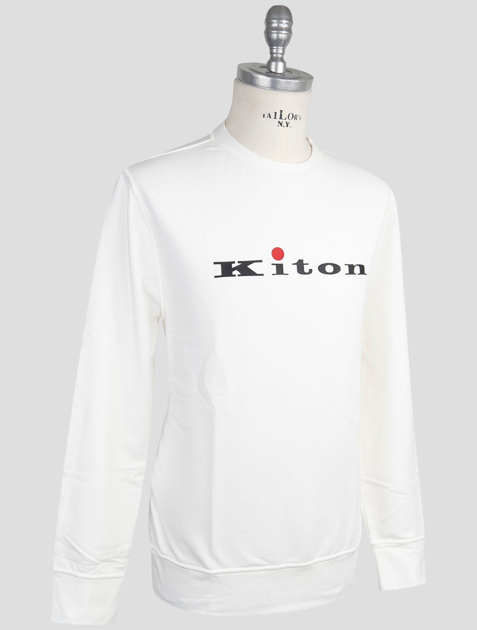 Kiton White Cotton Ea Sweater Crewneck