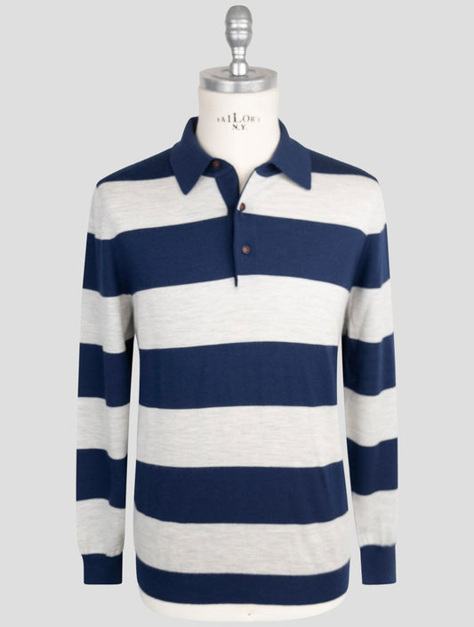 Kiton Blue Gray Cashmere SilK Sweater Polo