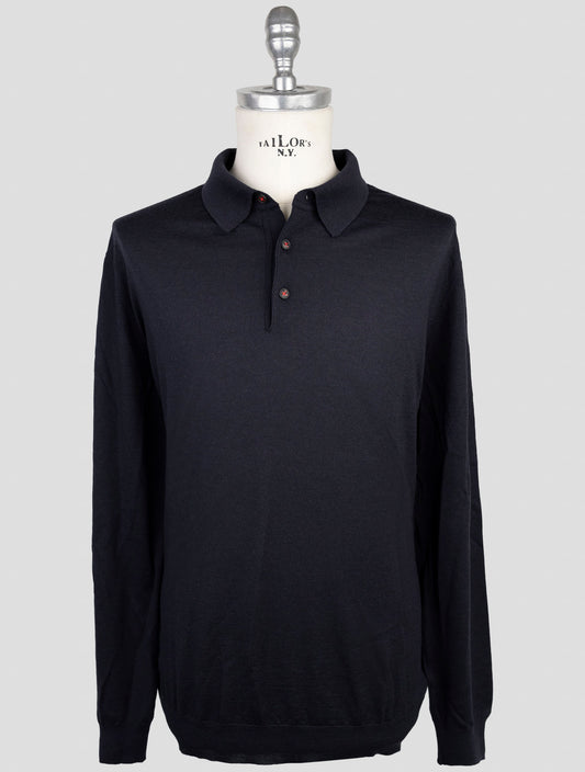 Kiton Dark Blue Wool Sweater Polo