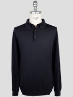Kiton Dark Blue Wool Sweater Polo