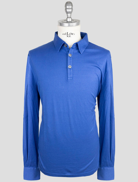 Kiton Blue Cotton Cashmere Sweater Polo