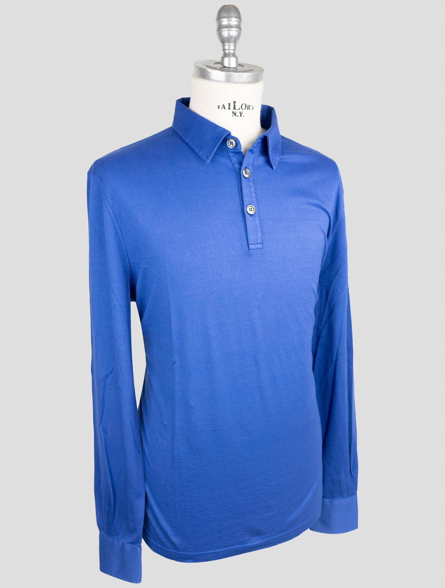 Kiton Blue Cotton Cashmere Sweater Polo