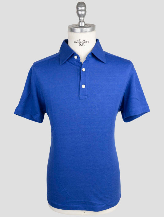 Kiton Blue Linen Cotton Polo