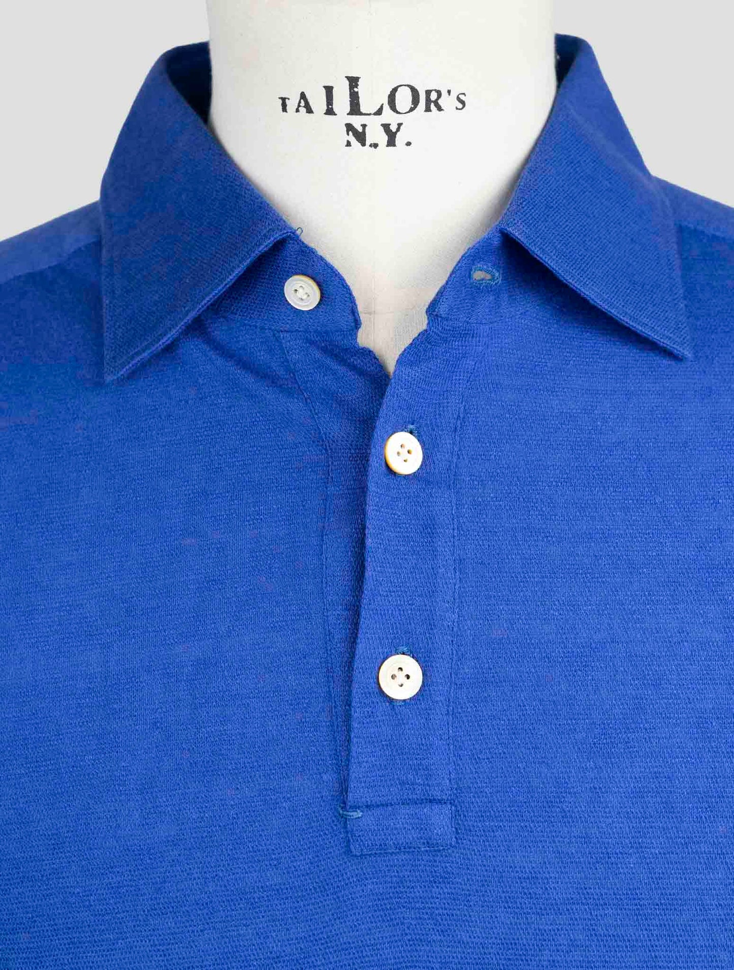 Kiton Blue Linen Cotton Polo